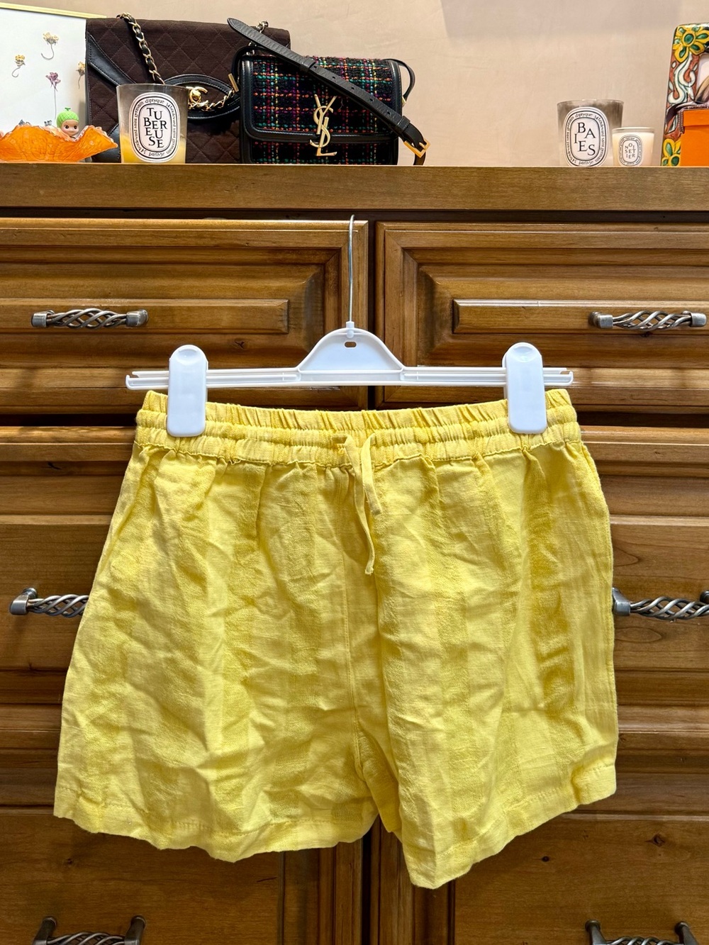 SOLID & STRIPED Yellow Linen Shorts